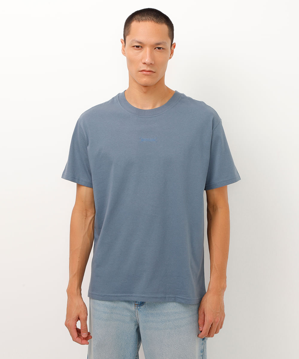 camiseta de algodão manga curta barcelona azul