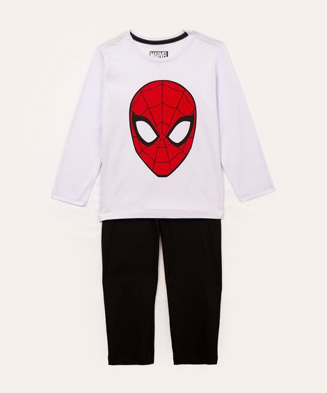 pijama de algodão infantil homem aranha off white