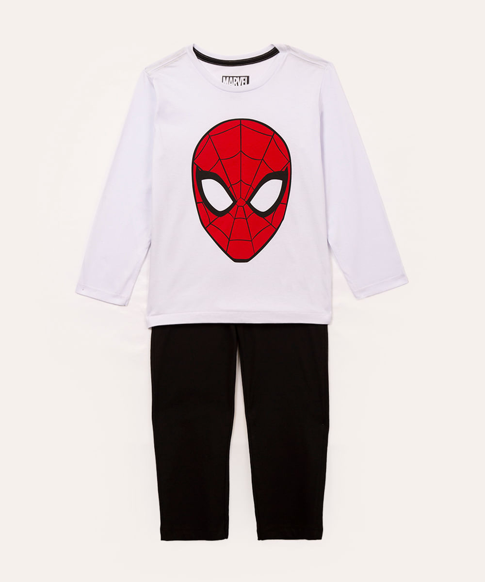 pijama de algodão infantil homem aranha off white