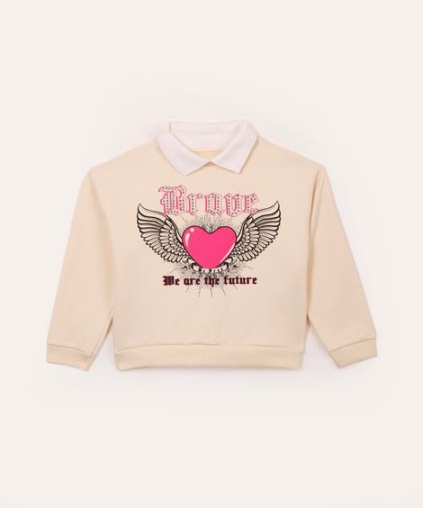 blusão de moletom infantil brave bege