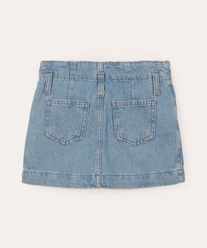 saia jeans infantil com pregas azul