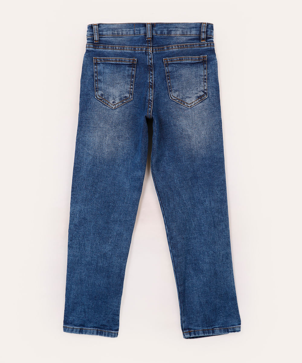 calça jeans slim infantil com cordão azul
