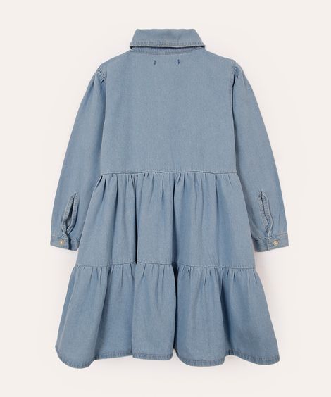 vestido jeans infantil manga longa azul