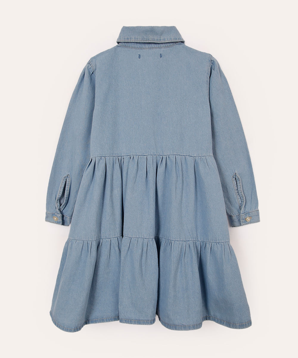 vestido jeans infantil manga longa azul