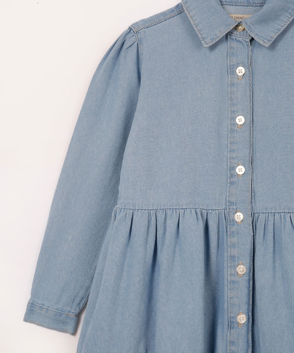 vestido jeans infantil manga longa azul