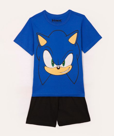 pijama infantil curto sonic azul