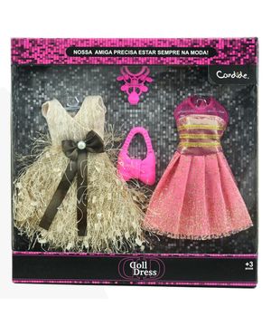 Vestido Para Boneca - Doll Dress Kit 2 Looks - Bege E Rosa