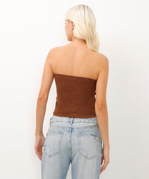 blusa de viscose sem alça marrom