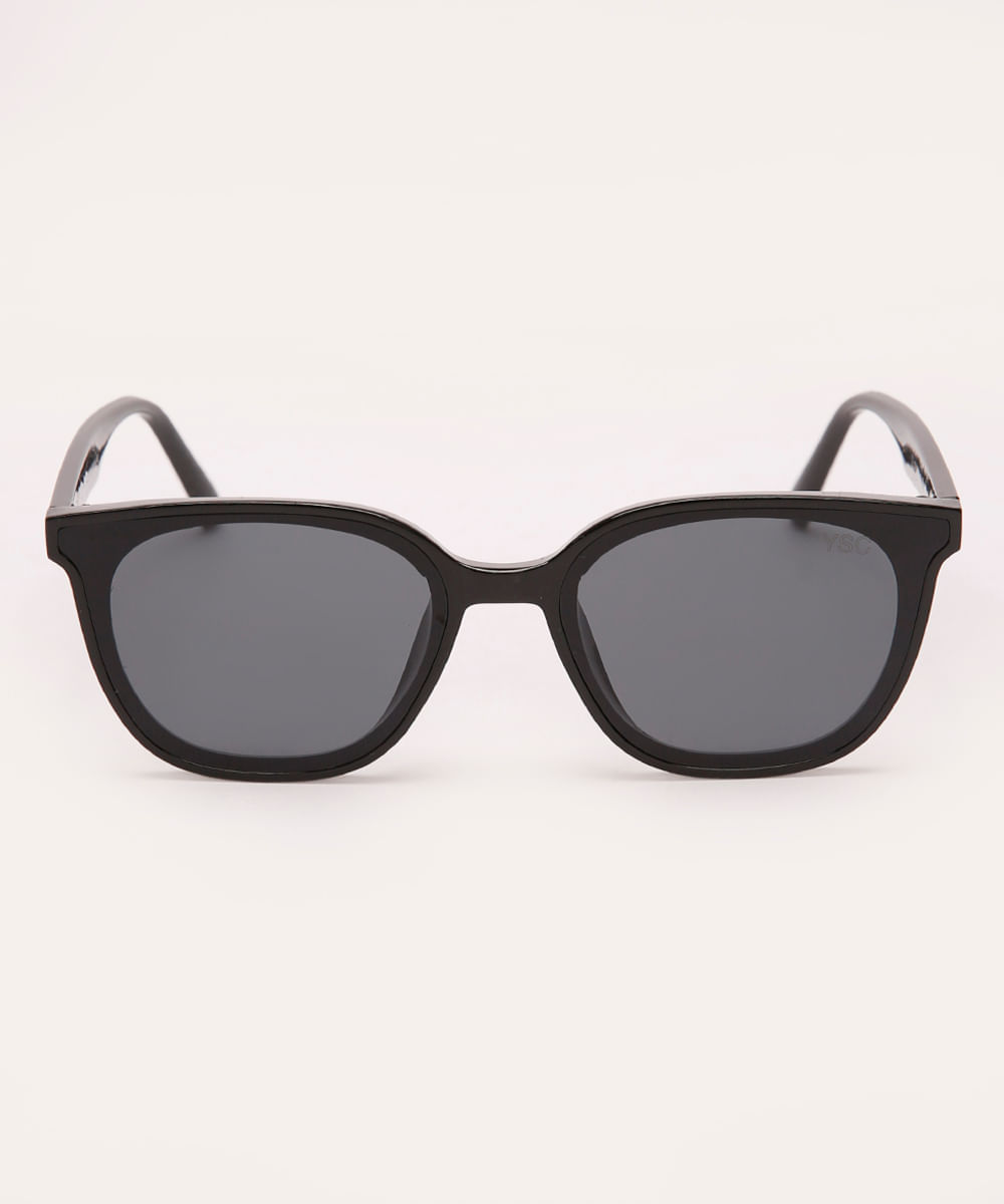 óculos de sol oval preto