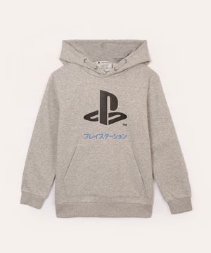 blusão de moletom juvenil playstation cinza