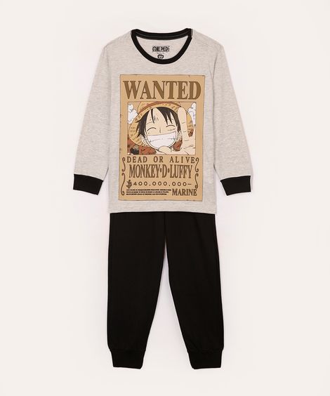 pijama infantil longo one piece cinza
