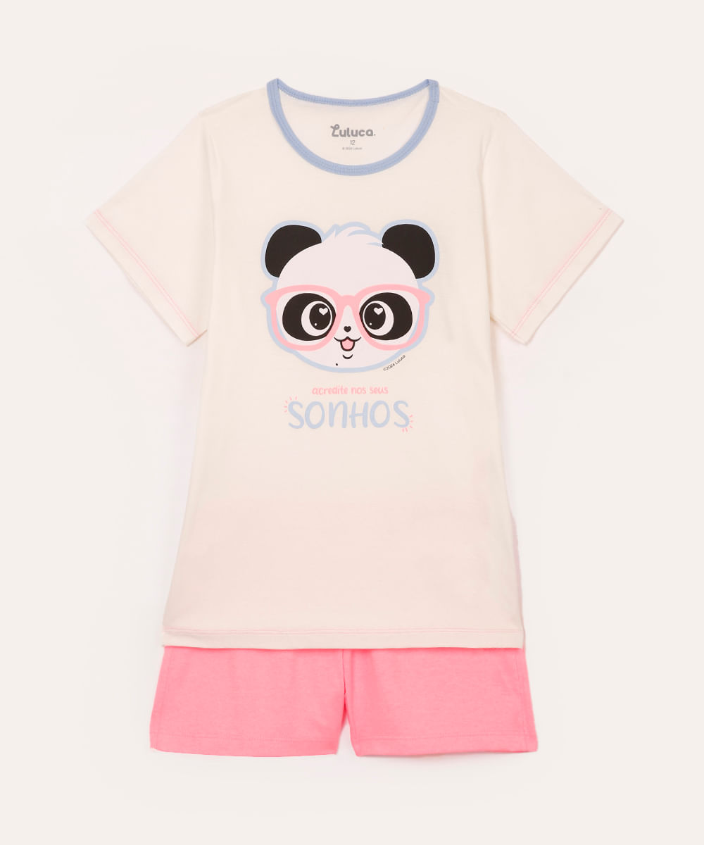 pijama infantil curto luluca off white
