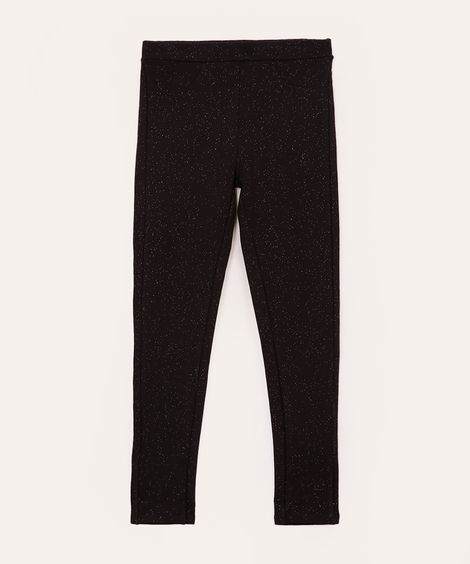 calça legging forrada infantil com brilho preto