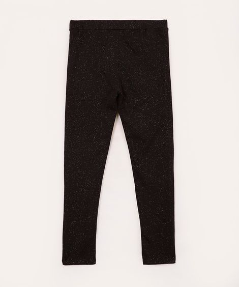 calça legging forrada infantil com brilho preto