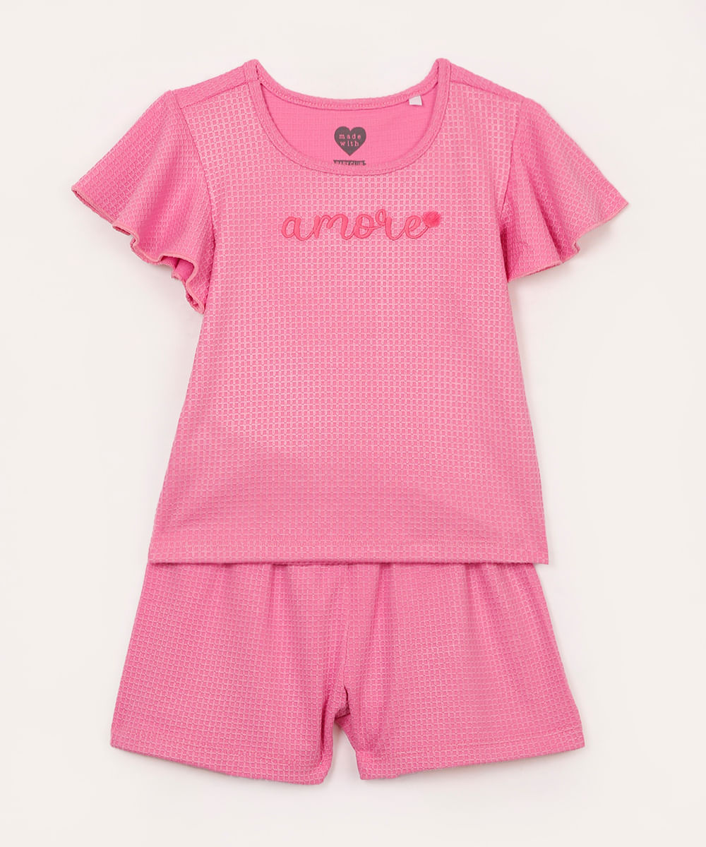 conjunto infantil texturizado amore rosa