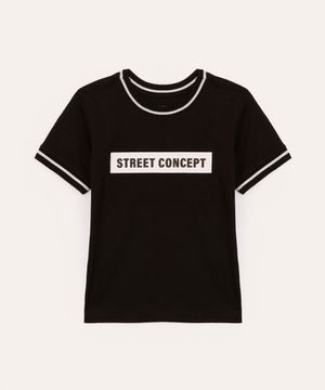 camiseta de algodão infantil street concept preto