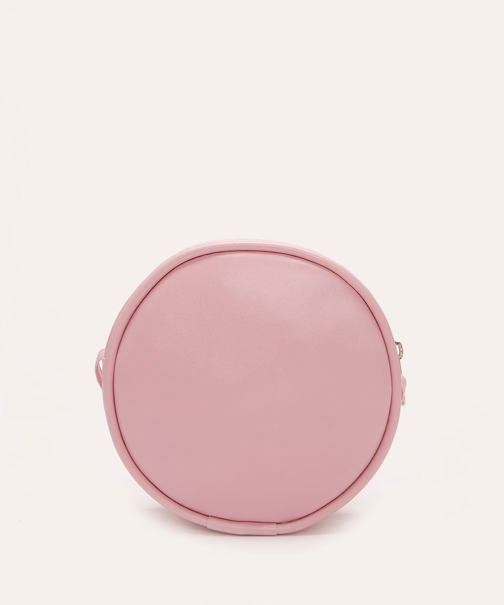 bolsa infantil redonda de paetê rosa
