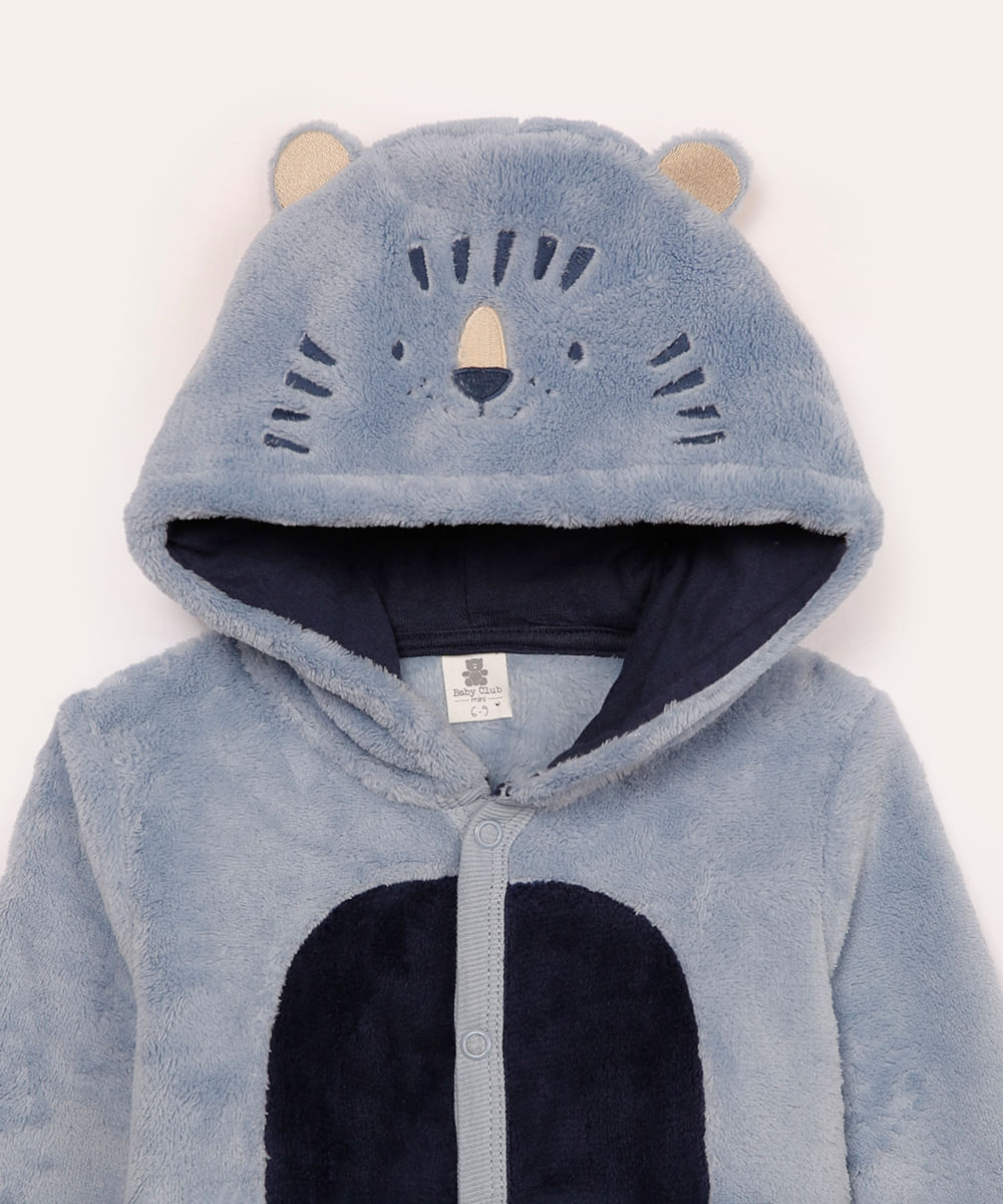 macacão de pelúcia infantil urso azul