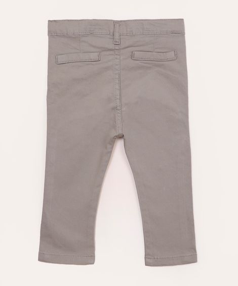 calça sarja infantil reta com bolso cinza