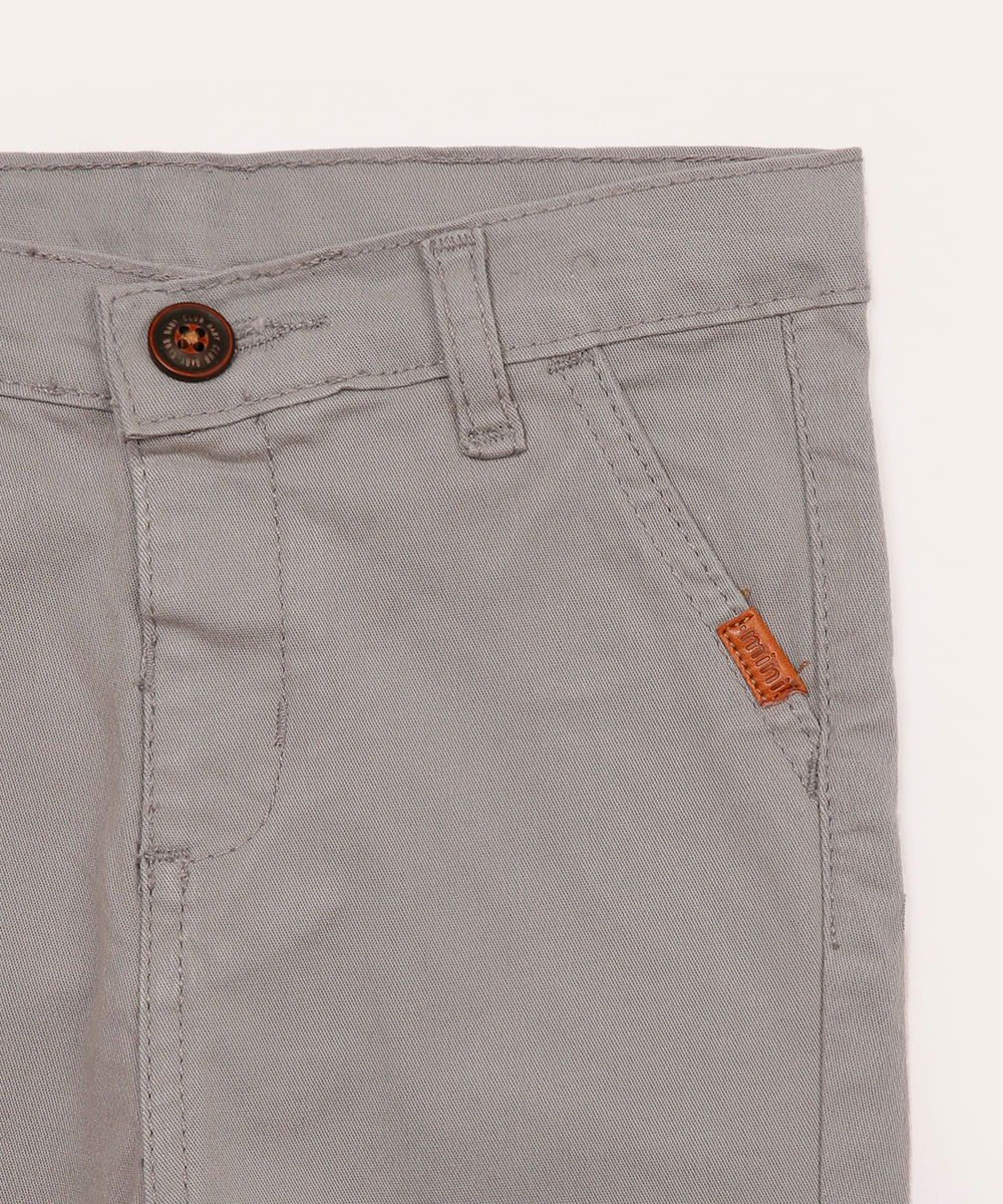 calça sarja infantil reta com bolso cinza