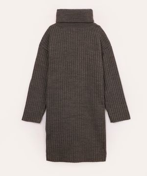 vestido infantil de tricot canelado cinza