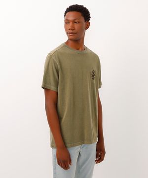 camiseta de algodão comfort out there folhagem verde militar