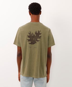 camiseta de algodão comfort out there folhagem verde militar