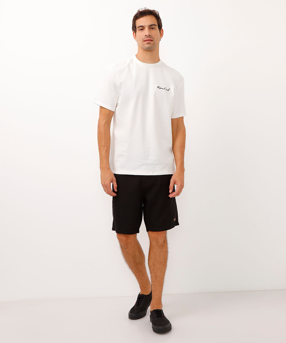 camiseta relaxed de algodão texturizada tropical soul off white