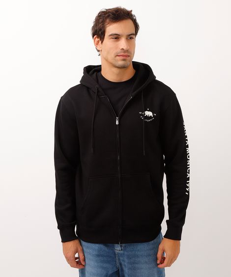 blusão de moletom com zíper california preto