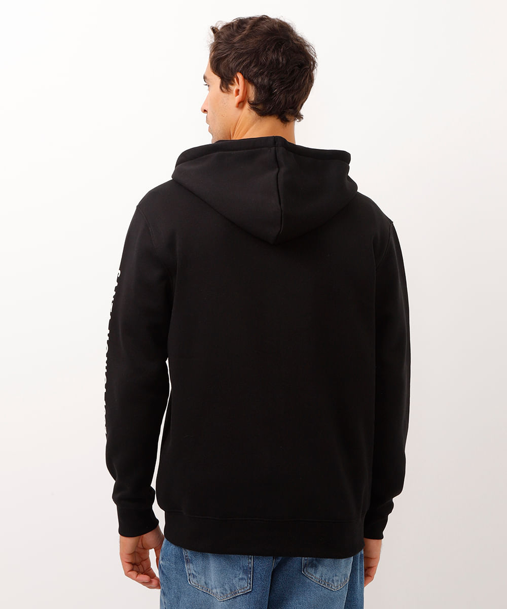 blusão de moletom com zíper california preto
