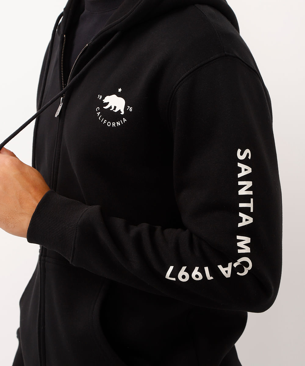 blusão de moletom com zíper california preto