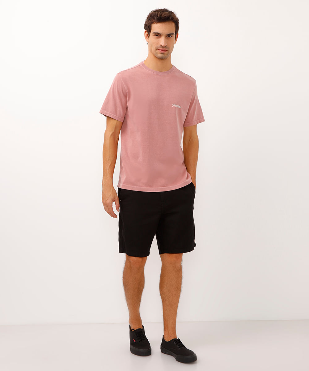 camiseta de algodão manga curta pipeline rosa