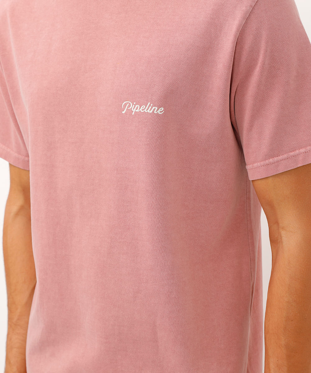 camiseta de algodão manga curta pipeline rosa