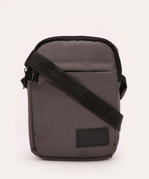 bolsa shoulder com zíper cinza