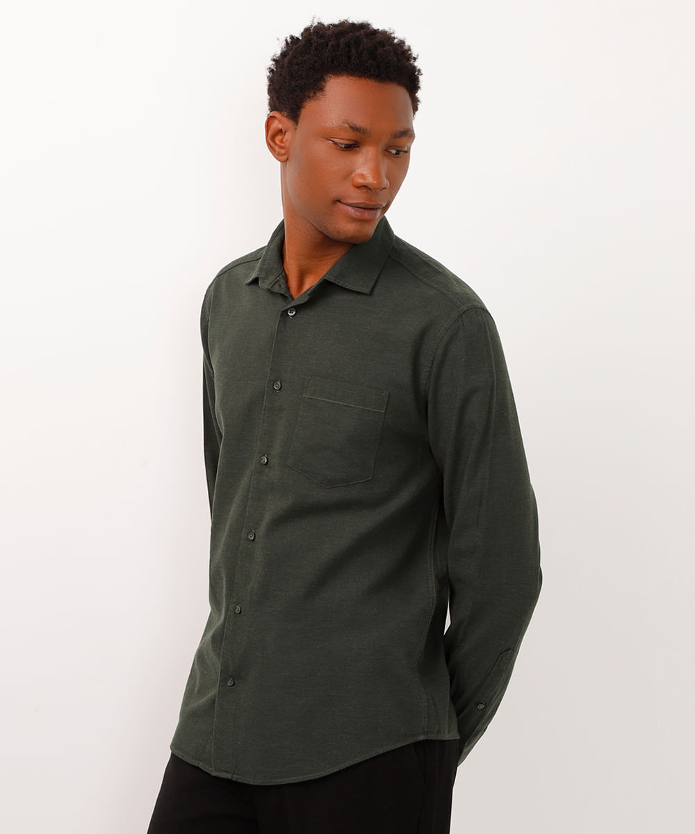 camisa de algodão comfort verde
