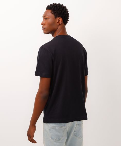 camiseta de algodão manga curta azul