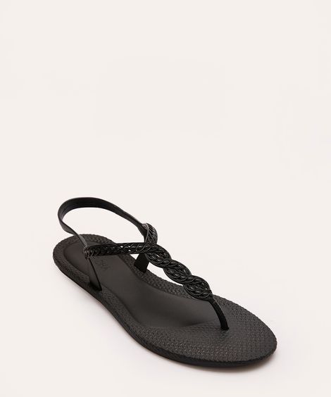rasteirinha grendha trançada preto