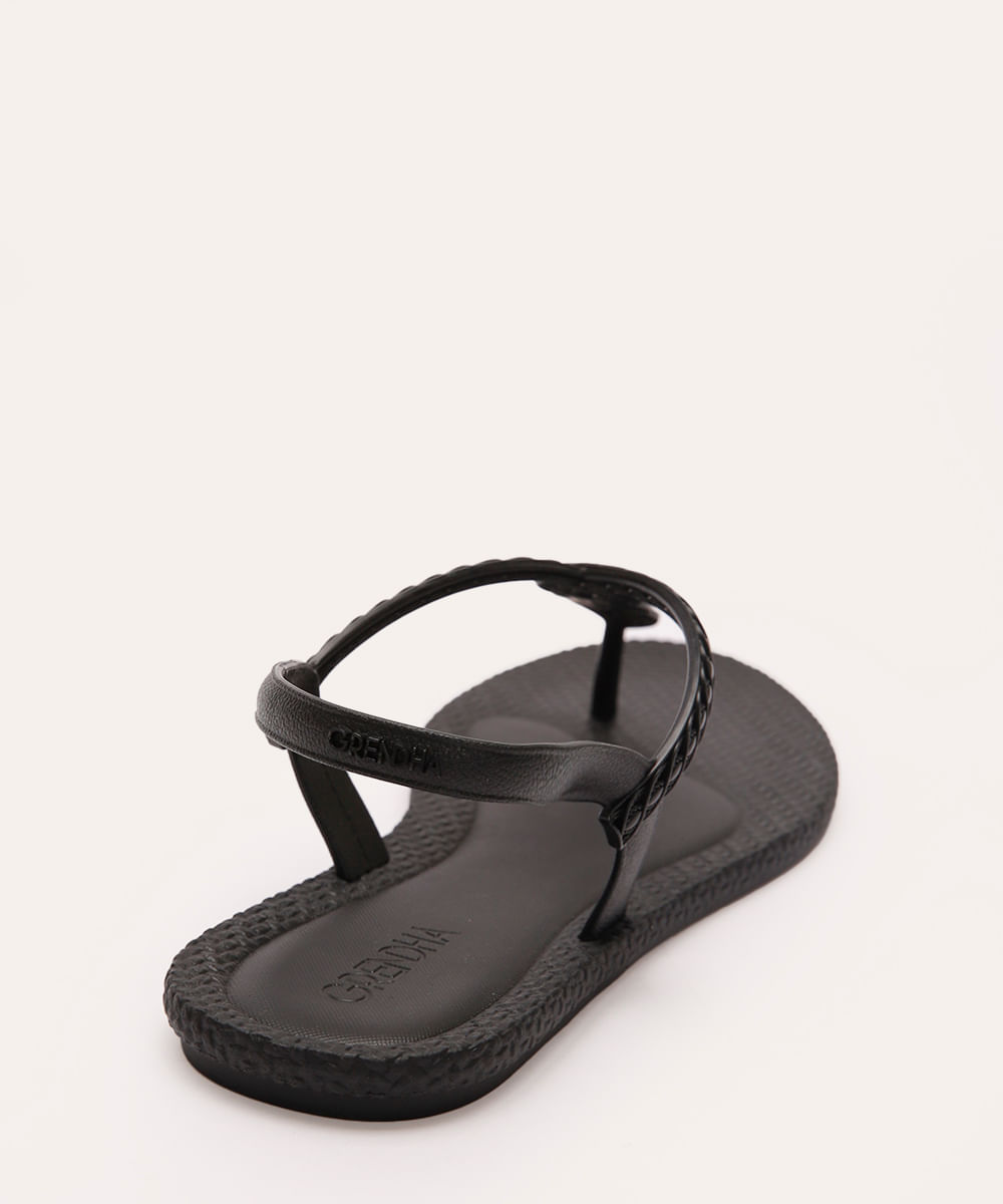 rasteirinha grendha trançada preto