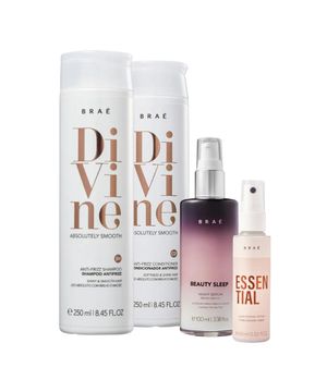 Kit Braé Divine Shampoo 250ml, Condicionador 250ml, Beauty Sleep 100ml, Essential 60ml