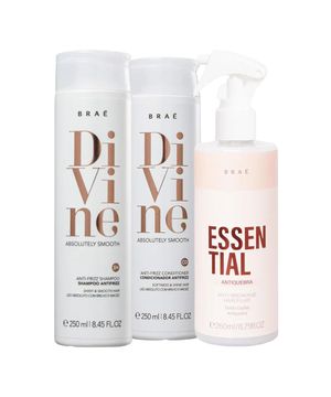 Kit Braé Divine Shampoo 250ml, Condicionador 250ml, Fluído Antiquebra 260ml