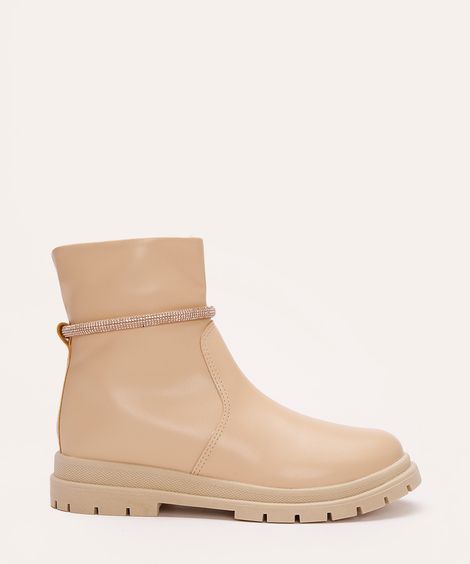 bota infantil cano curto com strass mini sua cia areia