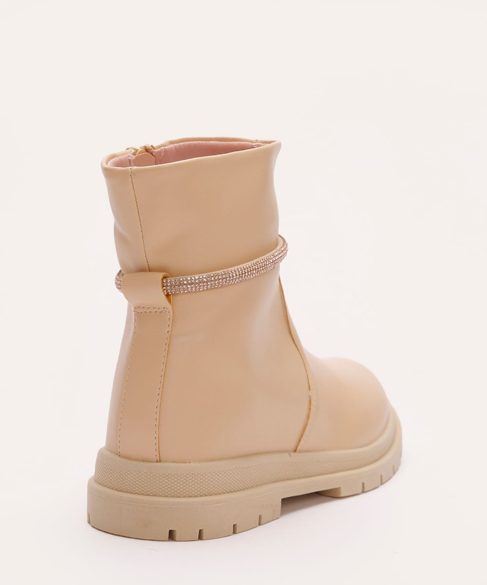 bota infantil cano curto com strass mini sua cia areia