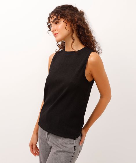 regata alças médias texturizada - preto