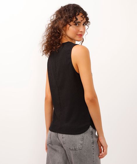 regata alças médias texturizada - preto