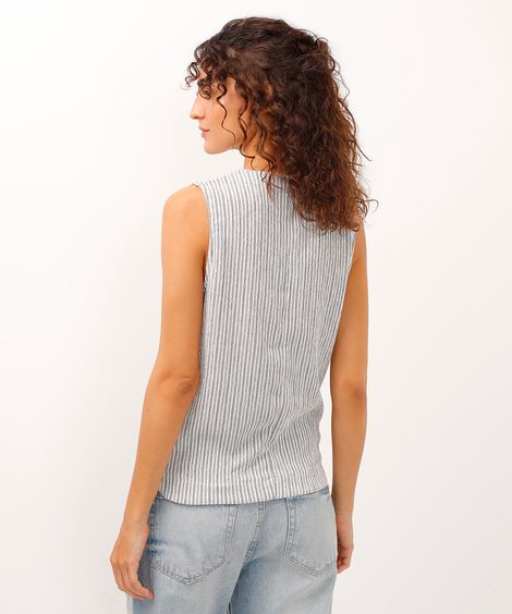 regata alças médias texturizada e listrada off white