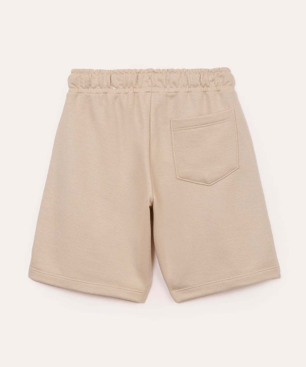 bermuda de moletom infantil com bolsos bege