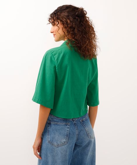camisa de algodão com amarração verde