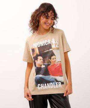 camiseta de algodão monica e chandler friends bege