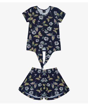 Conjunto Infantil Feminino Estampado Select Azul