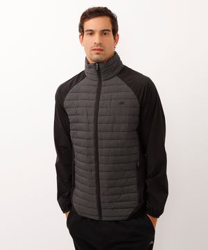 jaqueta puffer sem capuz esportiva ace preta